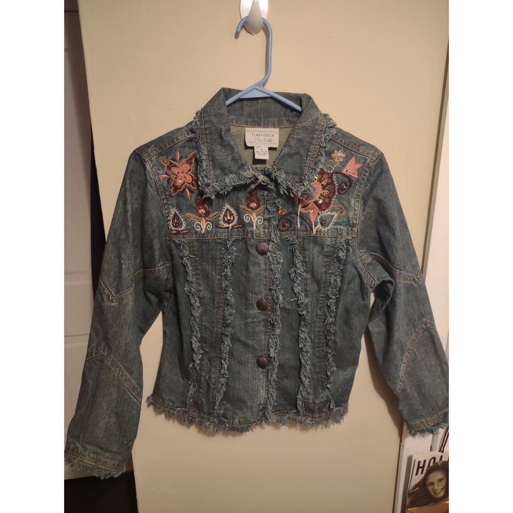 Flashback Couture Denim Jacket Small Artsy‎ Boho Indie Sleaze Festival Grunge